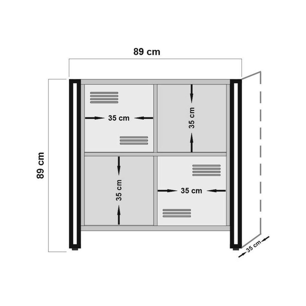 Libreria Ercolina, Scaffale da ufficio, Mobile portalibri, Biblioteca, 89x35h89 cm, Quercia e Nero