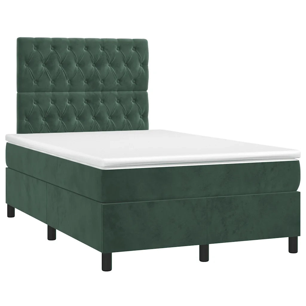 Giroletto a Molle con Materasso Verde Scuro 120x190 cm Velluto