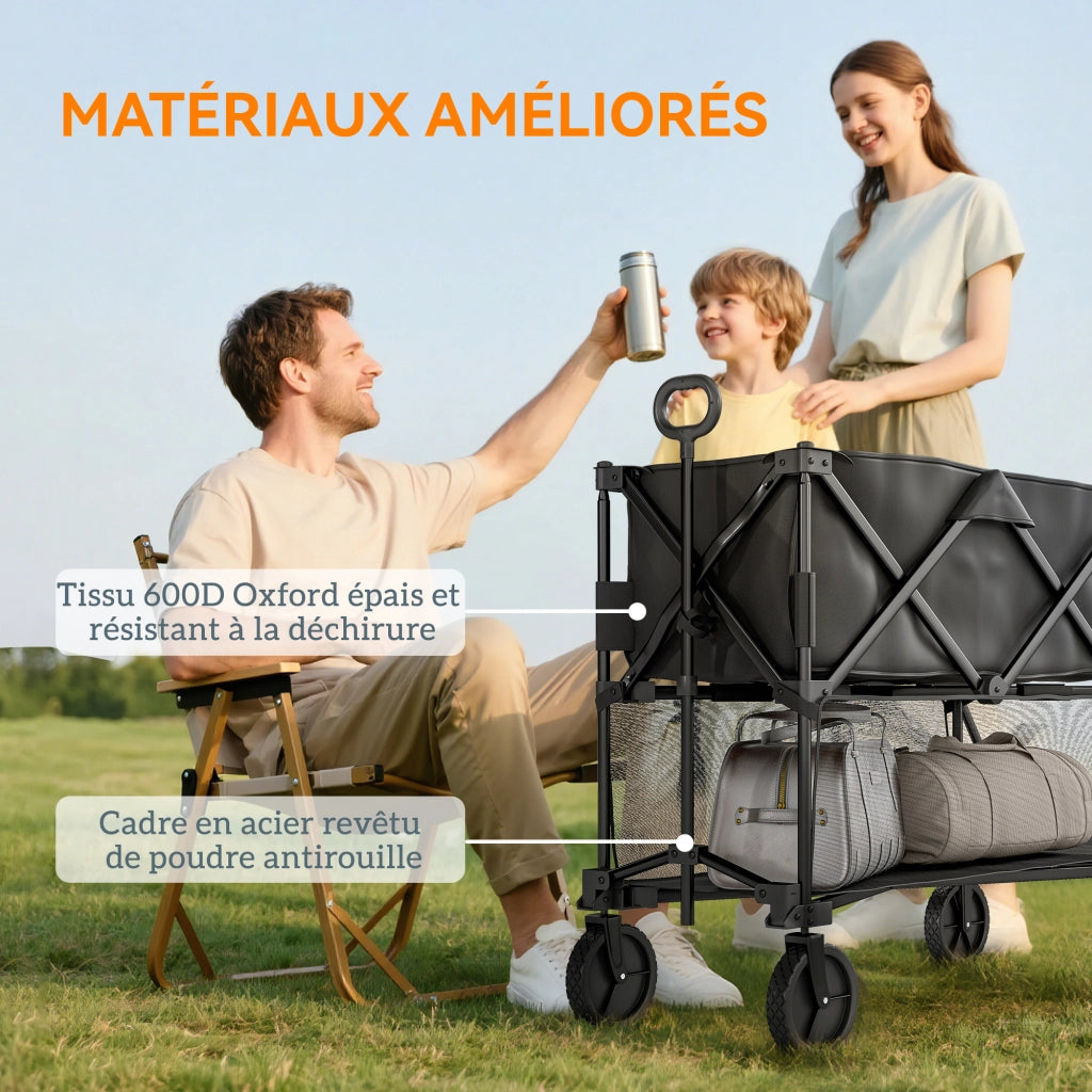 Carrello da giardino pieghevole 350L ¨C zephmum ¨C nero