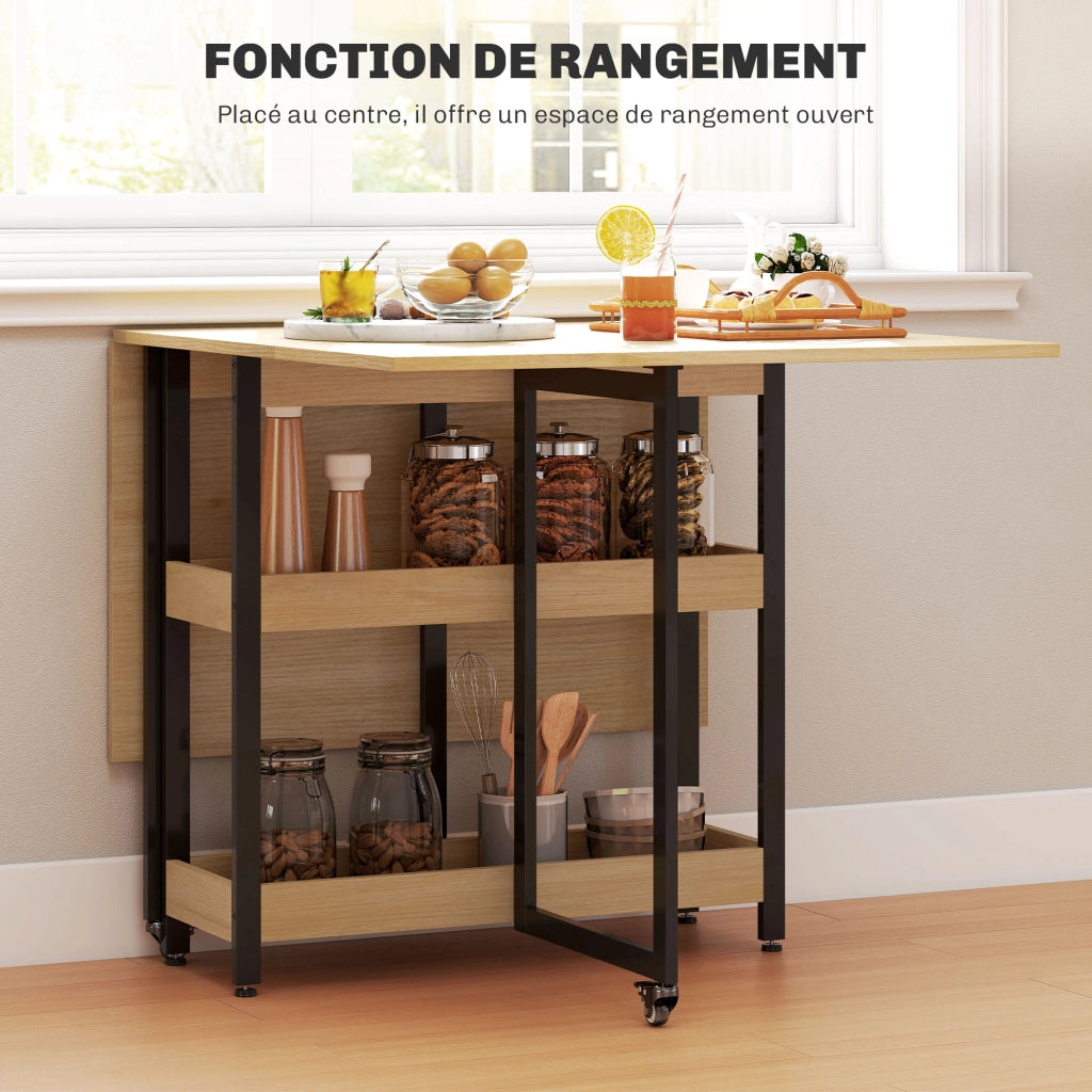Tavolo da pranzo pieghevole con ruote ¨C zephmum ¨C quercia 120x60x75 cm