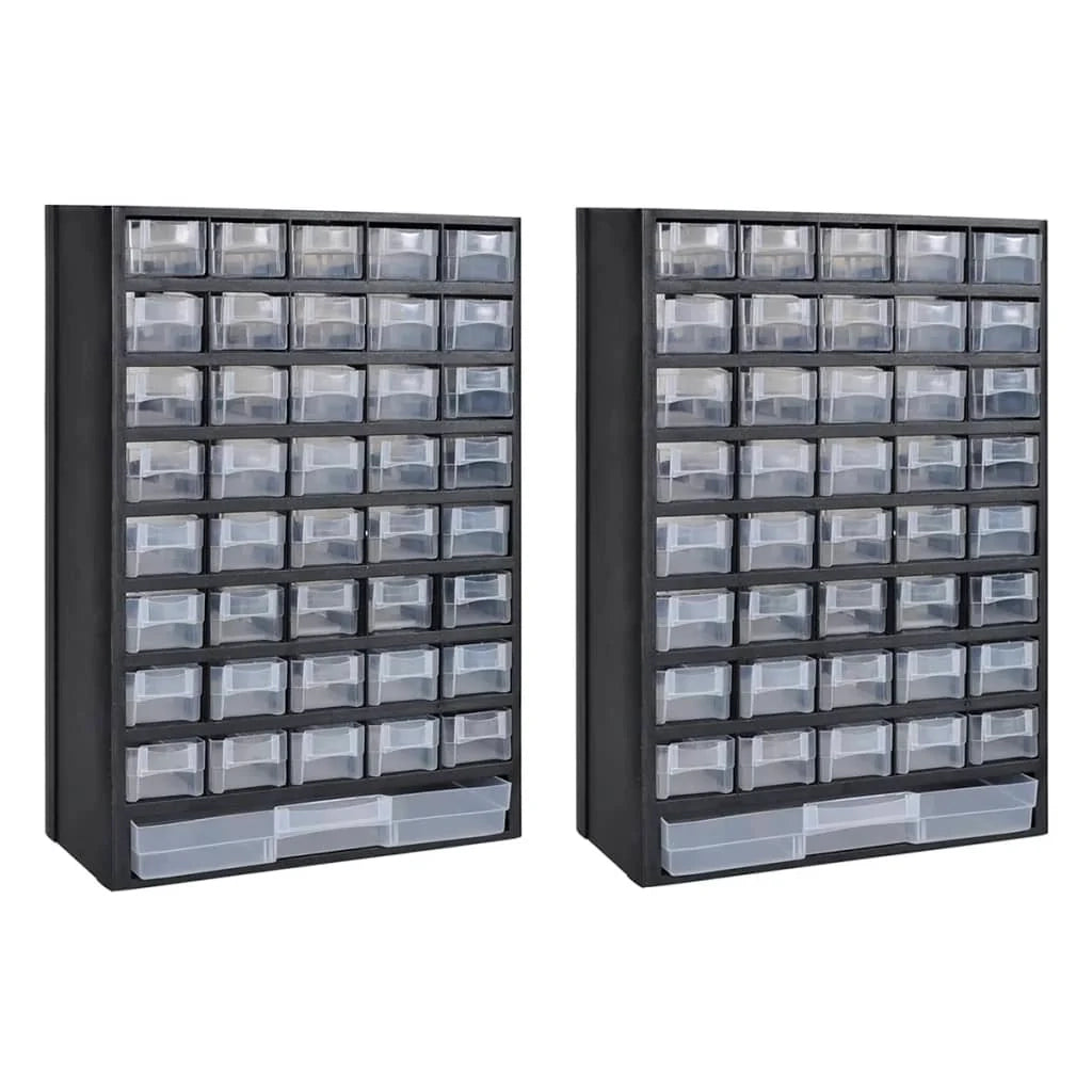 Set di 2 cassettiere portautensili/armadietti portaoggetti in plastica con 41 cassetti 02_0003818