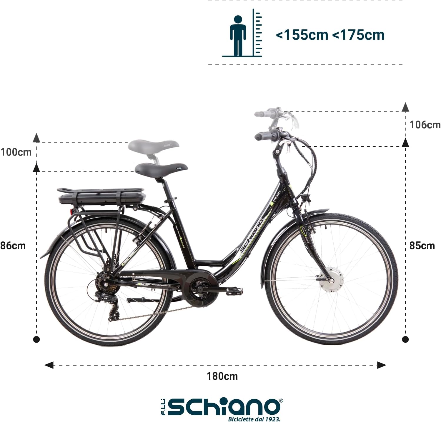 F.LLI SCHIANO E-MOON 26" bicicletta elettrica da cittÃ  per adulti, per uomo donna, con motore elettrico batteria sul 