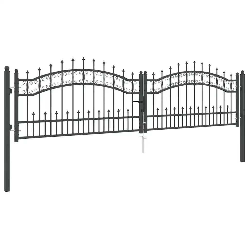 Cancello con Punta a Lancia KAMPEN 305 x 75 cm Acciaio Grigio CFW4053722