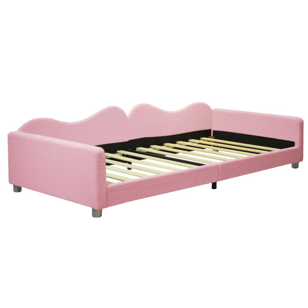 Letto imbottito per bambini 214;5x95x42 cm; tessuto teddy rosa