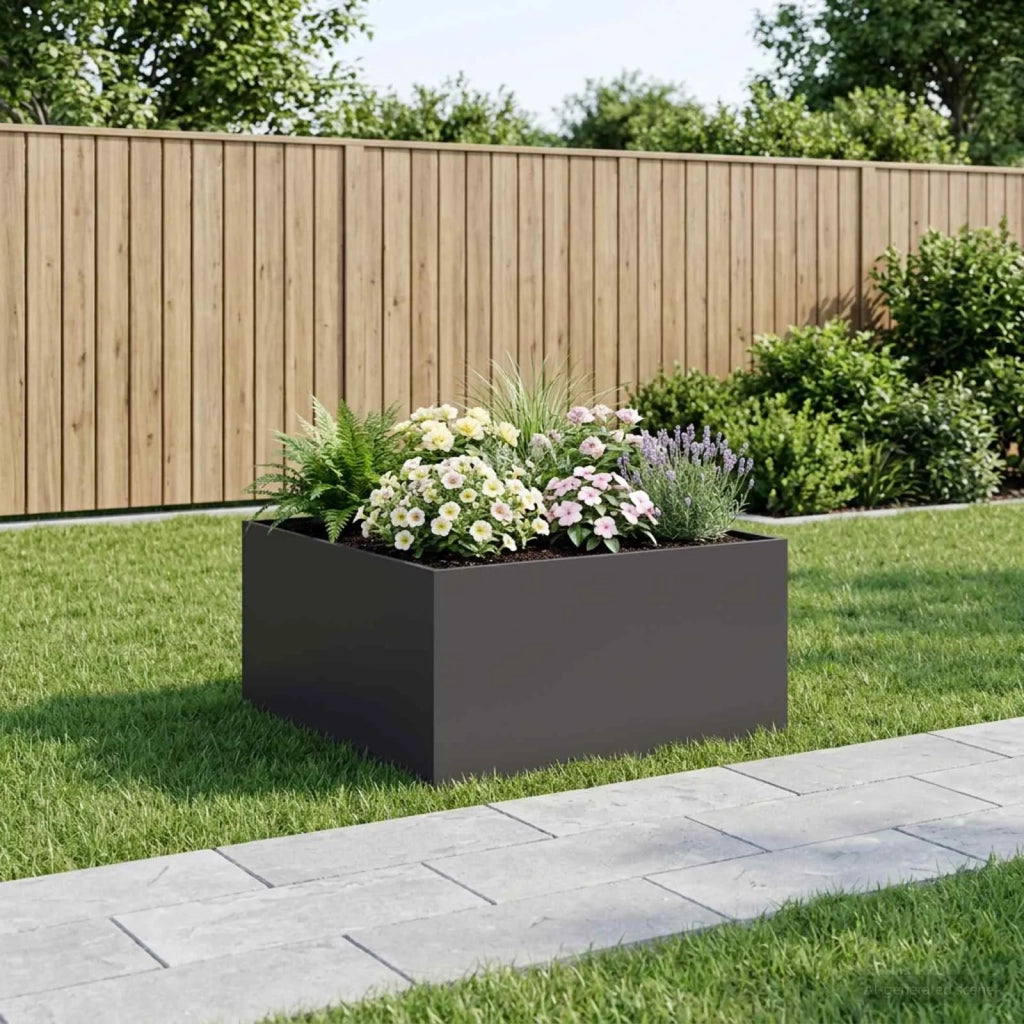 Vaso da giardino Nero 80 x 80 x 40 cm Acciaio laminato a freddo 8005106
