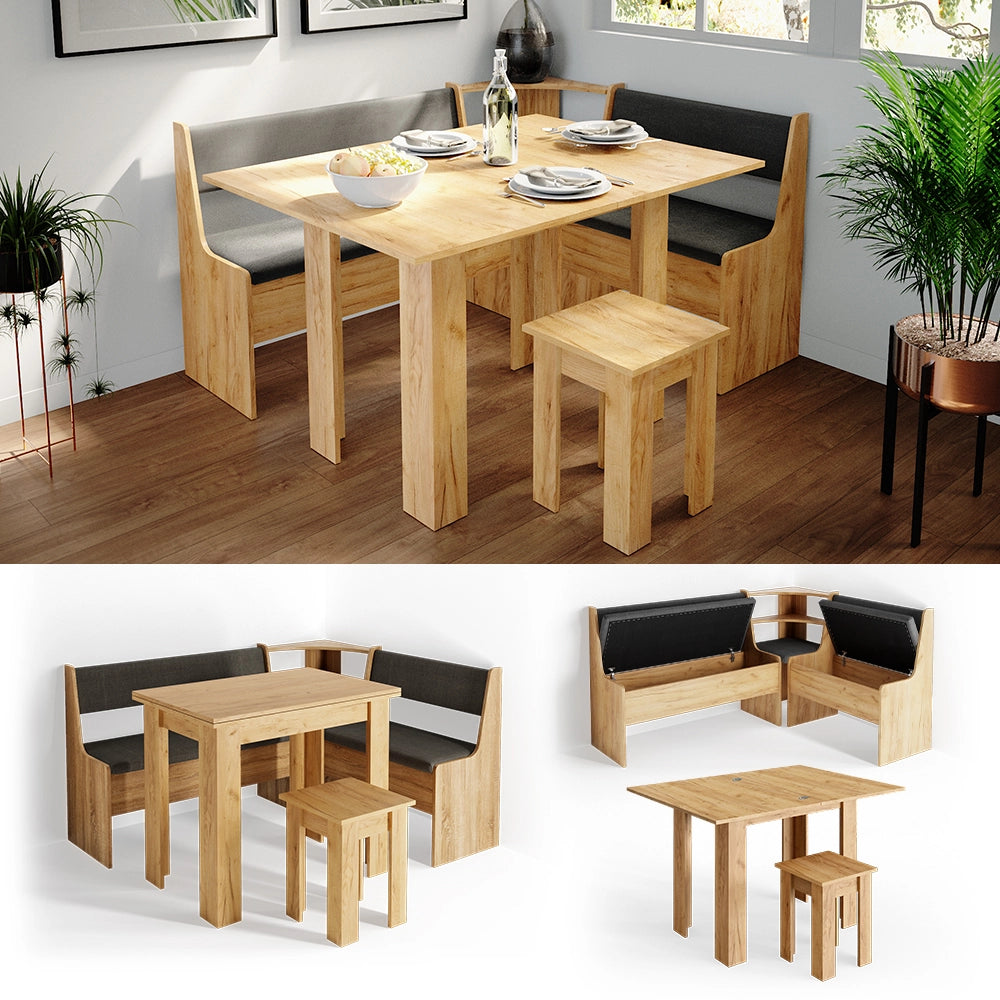 Vicco Gruppo panca ad angolo Quercia dorata 150 x 41.5 cm con tavolo