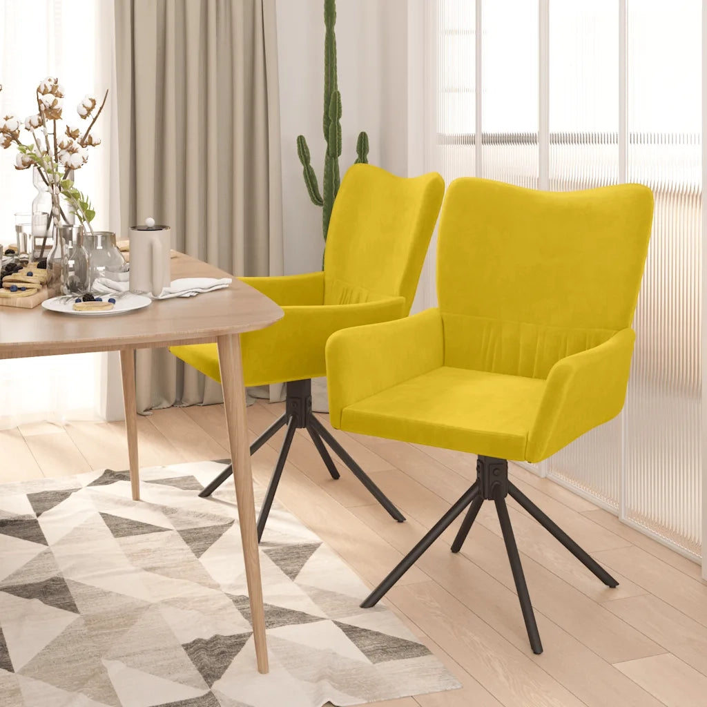 Sedie da Pranzo Girevoli 2 pz Gialle in Velluto 344816