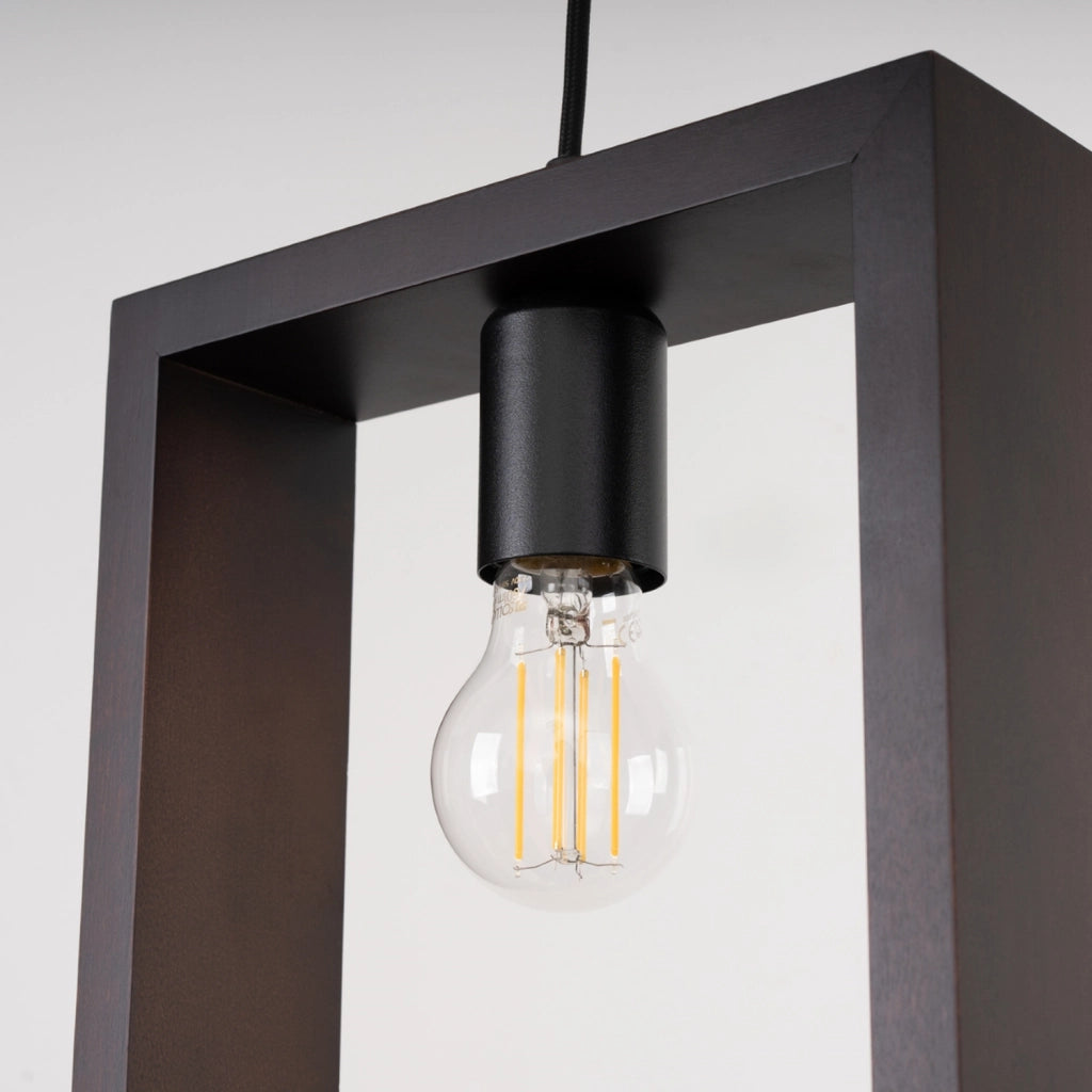Lampada sospensione CELARO nera legno wengé E27 Pure Lume