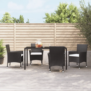 vidaXL Sedie da giardino con cuscini 4 pz nere in polyrattan (solo UK/IE/FI/NO)