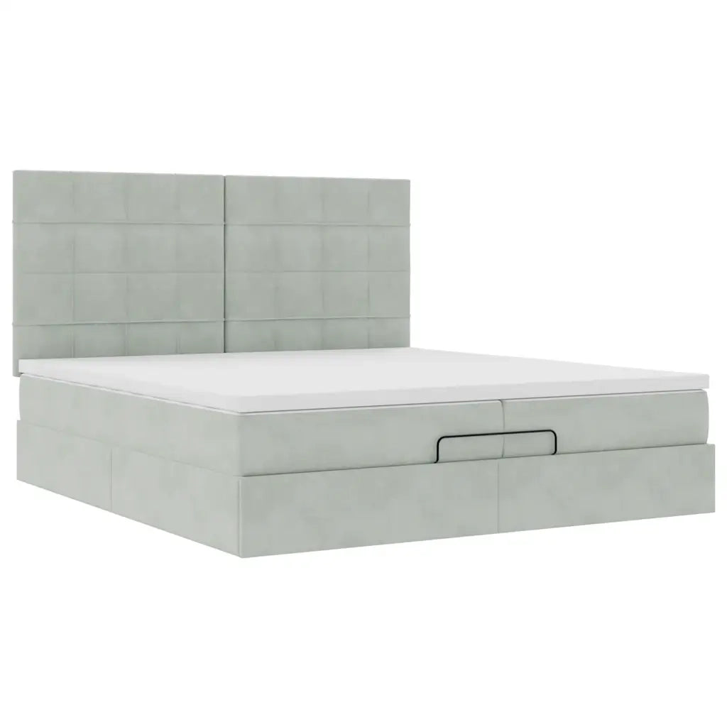 Struttura Letto Pouf con Materassi 200x200 cm Velluto
