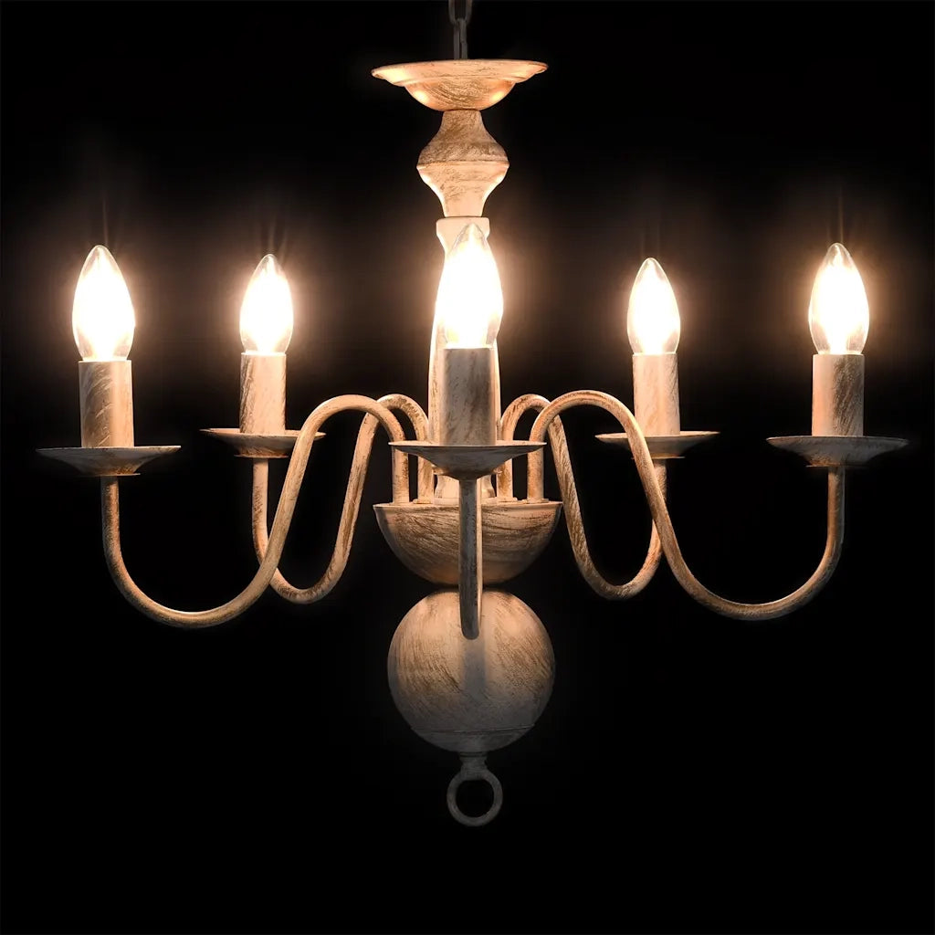 Candelabro Stile Anticato Bianco 5 Lampadine E14 CFW5003072