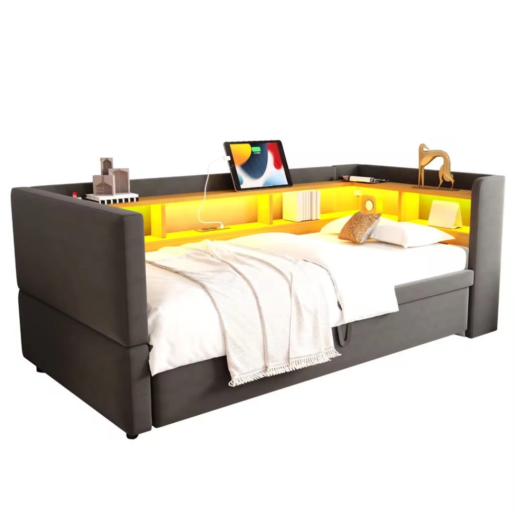Letto divano estraibile flanella 90/180x190 cm