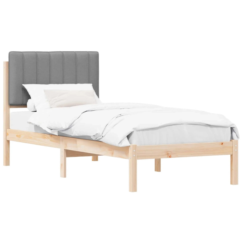 Letto con Testiera Rivestita Grigio chiaro 75 x 190 cm 878089