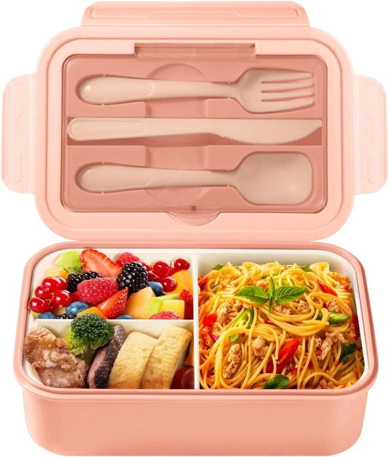 Lunchbox per adulti - 3 Compartimenti - Impermeabile - Microonde e Lavastoviglie - 1 pz - Modello senza marchio - Dimensioni 23 x 15 x 7 cm - Peso 0,4 kg - Materiale Plastica - Colore Rosso