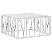 Tavolino da salotto | Tavolino da caff¨¨ | Tavolino da Soggiorno 80x80x40 cm in Acciaio Inox e Vetro