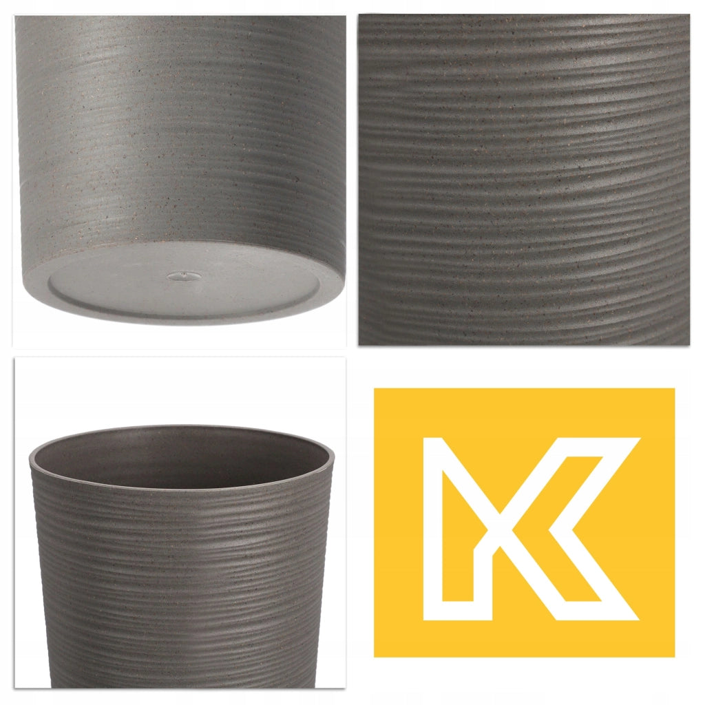 Set di 3 vasi da fiori KADAX, vasi da giardino + inserti, alti, grandi, grigi 37+47+57 cm
