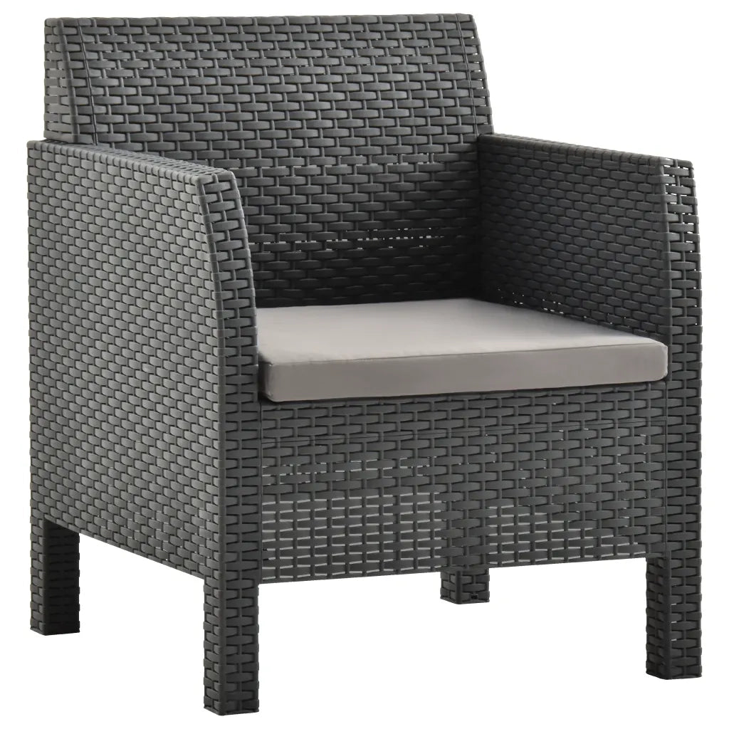 Set Divani da Giardino 3 pz | Set Salotto da Giardino con Cuscini in Rattan PP Antracite