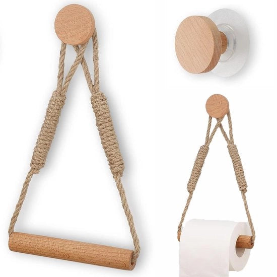 Set di 2 contenitori per carta igienica Senza fori, contenitore per carta igienica autoadesivo, contenitore per carta igienica per parete con corda per cucina, bagno, toilette