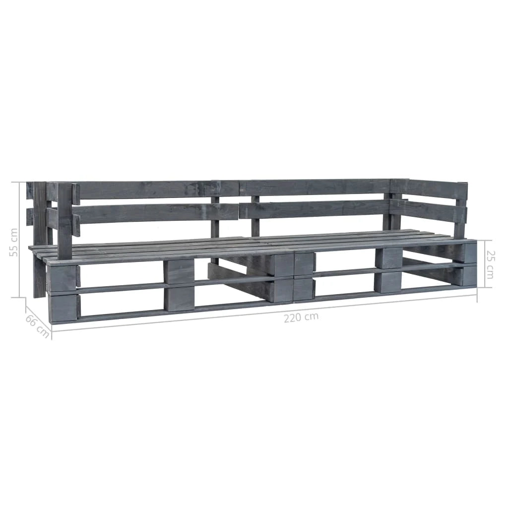 Divano da giardino in pallet a 2 posti 220 x 66 x 55 cm legno grigio 02_0011860
