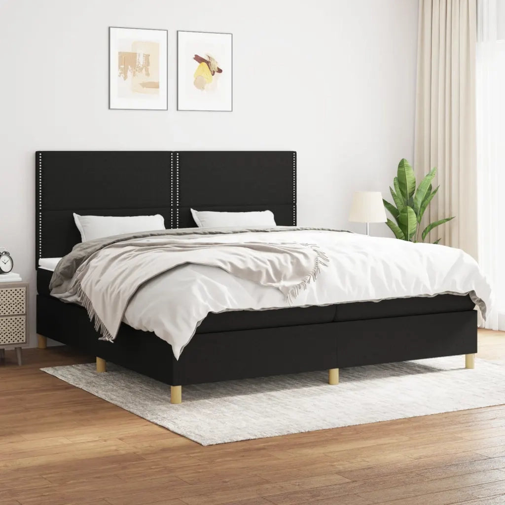 Giroletto a Molle con Materasso Nero 200x200 cm in Tessuto 3142283