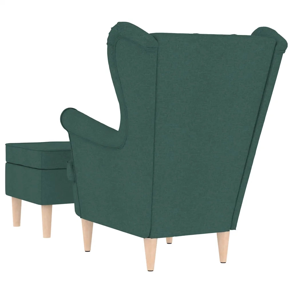 Poltrona | Sedia Relax con Poggiapiedi Verde Scuro in Tessuto