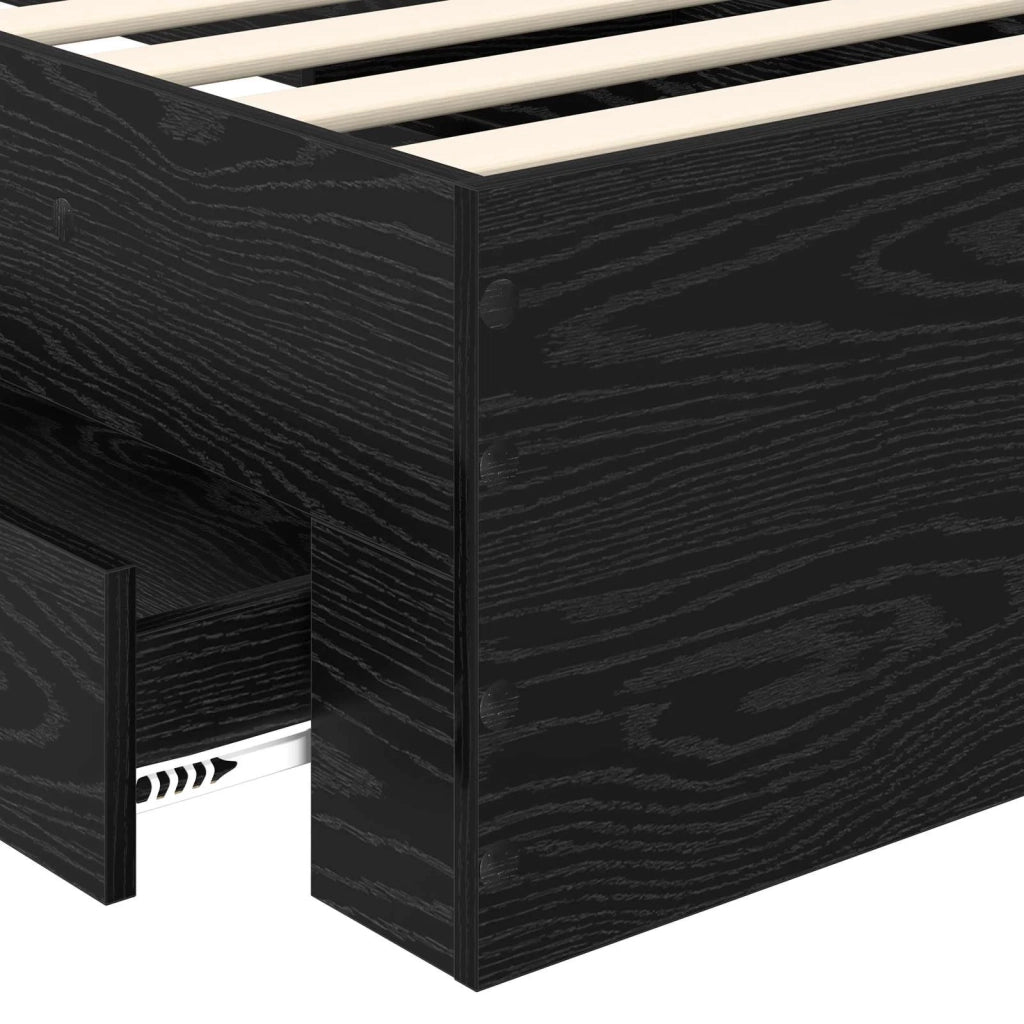 Struttura del letto Rovere Nero 90 x 190 cm Legno multistrato 3412021