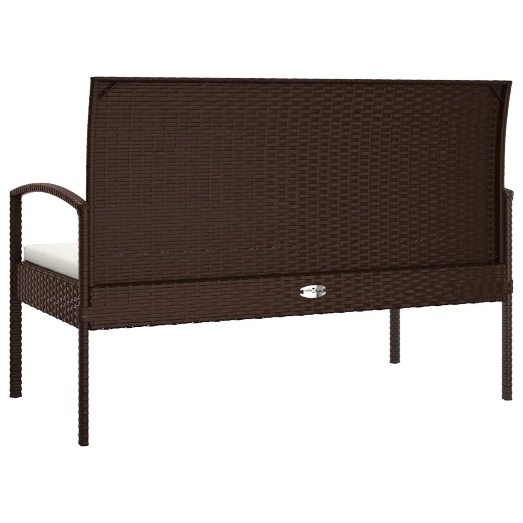 Panca da Giardino con Cuscino Marrone 105 cm in Polyrattan 362165