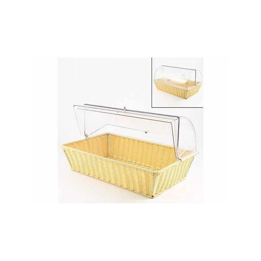 Cestino del pane rettangolare con cupola in paglia 53x33x10