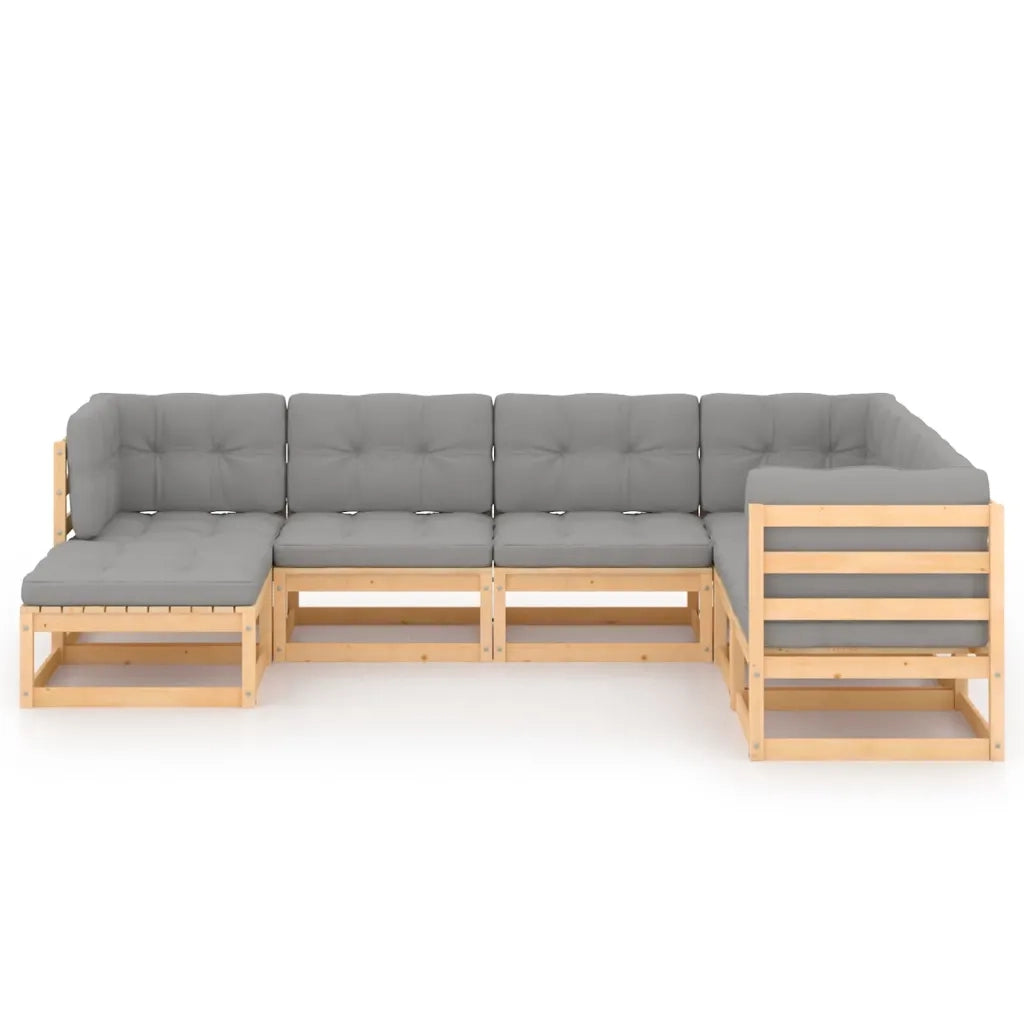 Set Salotto Giardino 7 pz Cuscini Antracite Legno Massello Pino 3076754