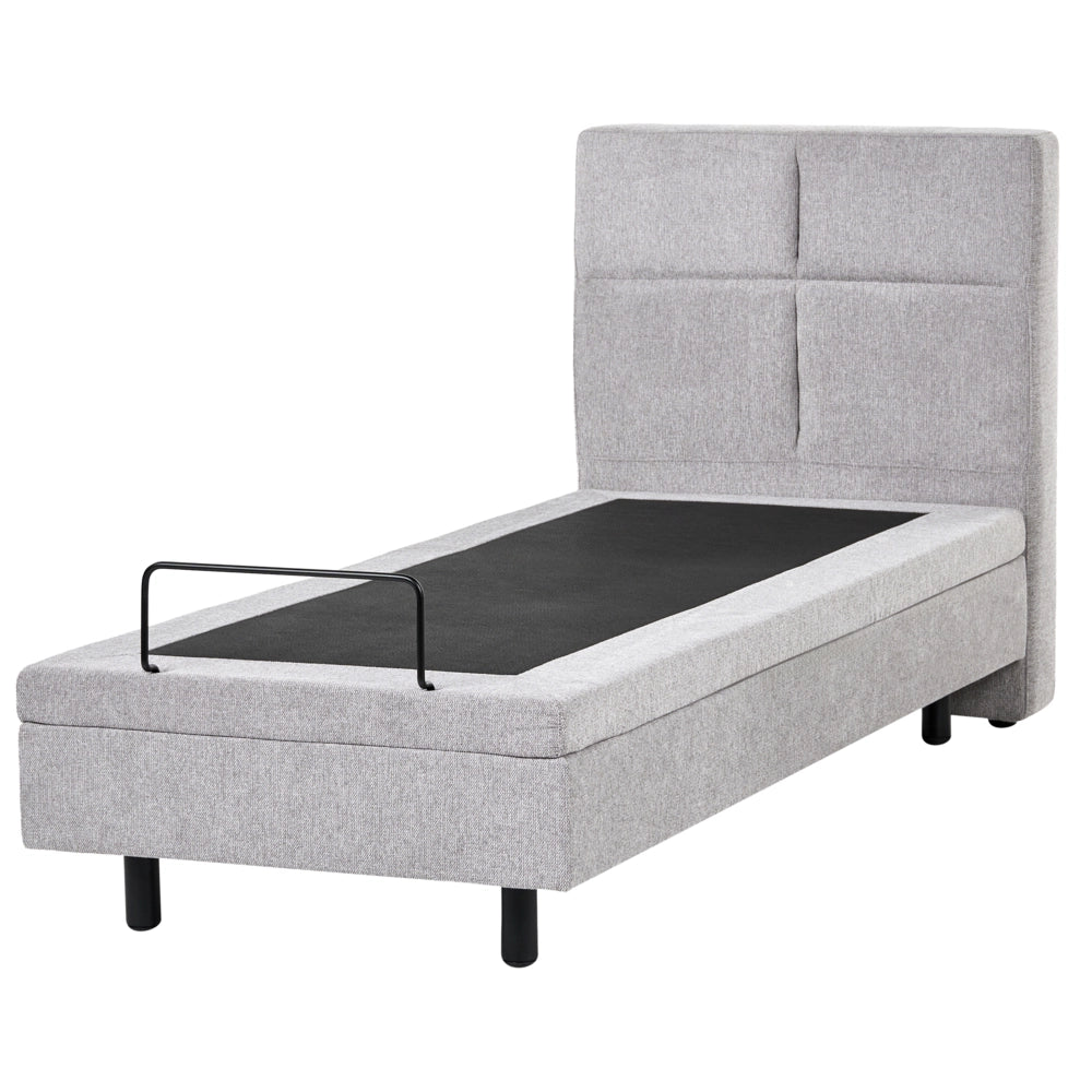 Letto singolo Tessuto grigio chiaro Elettrico 80 x 200 cm regolabile tramite telecomando Rivestimento in ciniglia
