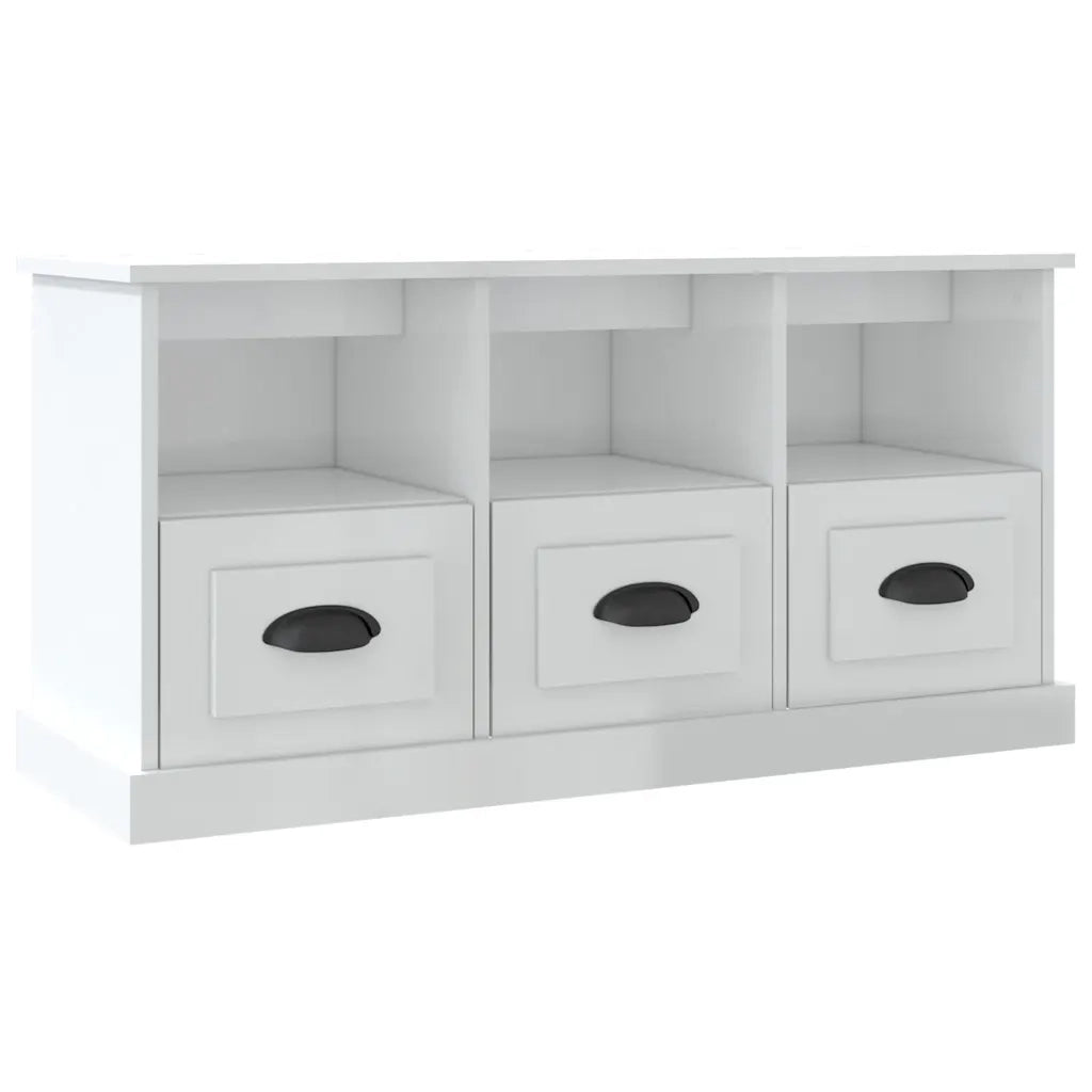 Mobile Porta TV Bianco Lucido 100x35x50 cm in Legno Multistrato 816290