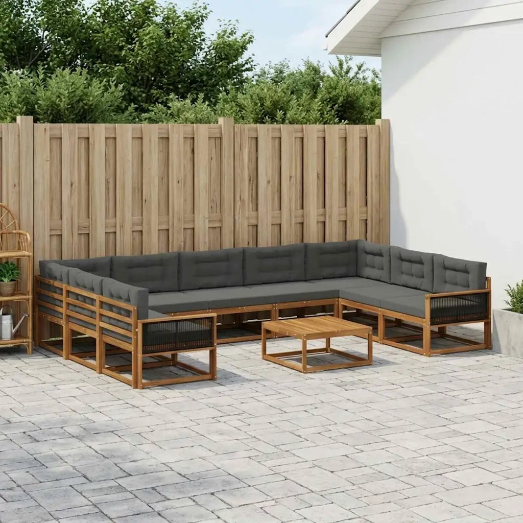 Set di divani da esterno 10 pcs Naturale e Antracite 3382905