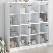 Libreria con Ante Bianca 136x37x142 cm in Legno Multistrato 577790