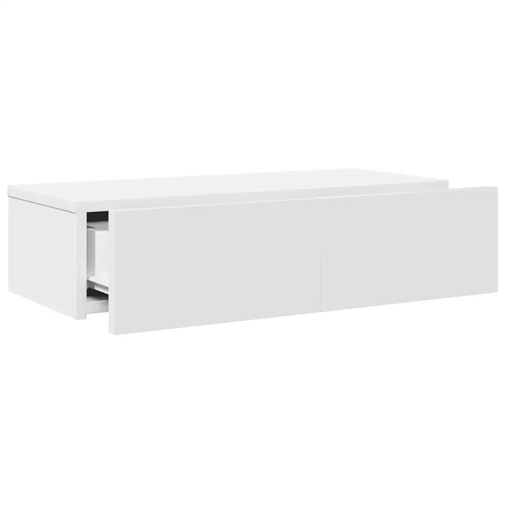Scaffale a Parete con Cassetti Bianco 60x26,5x15 cm Truciolato 859968