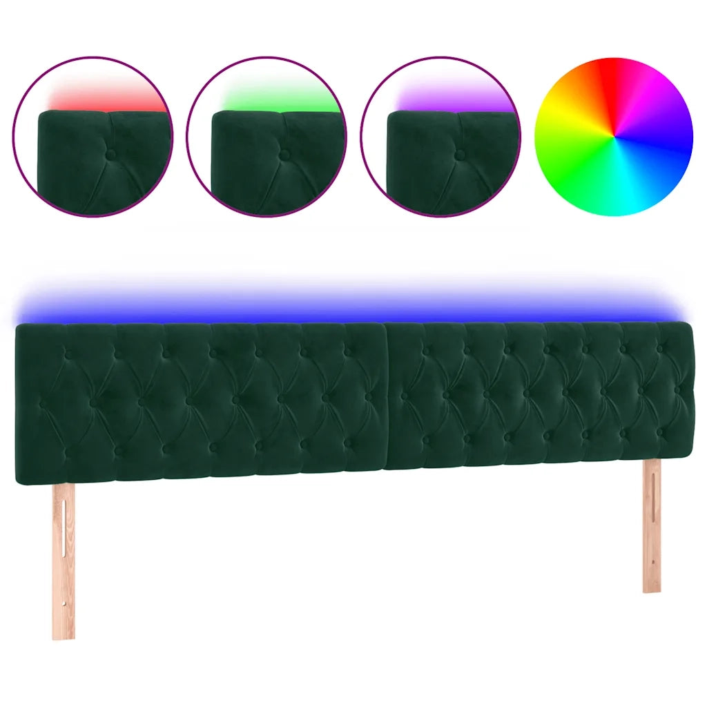 Testiera a LED Verde Scuro 180x7x78/88 cm in Velluto cod mxl 70825