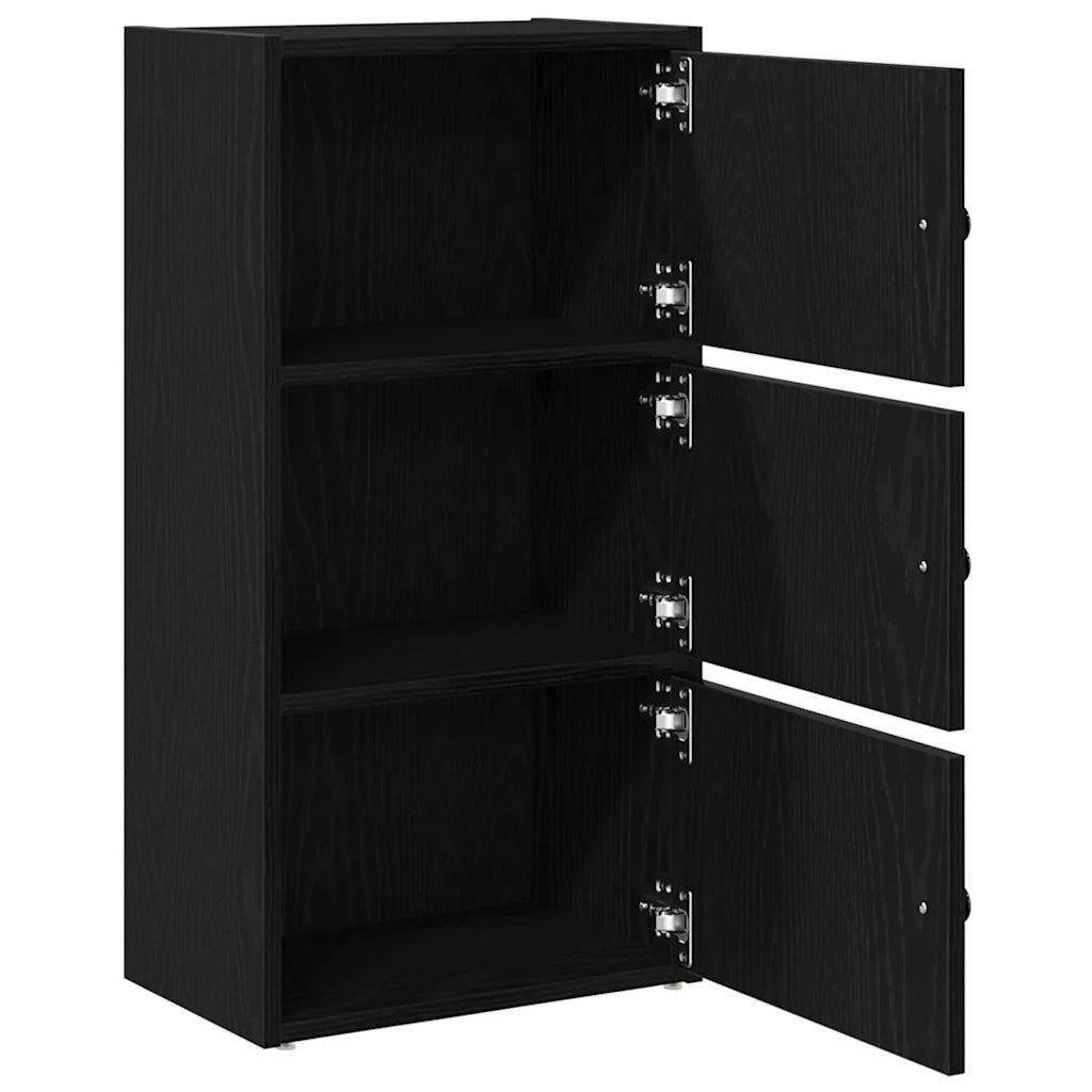 Libreria-Scaffale per Libri-Mobile di Stoccaggio Rovere Nero 40x24x77 cm in Legno Multistrato