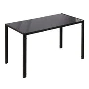 Tavolo da Cucina per 4 Persone in Metallo e Vetro Temperato, 120x60x75 cm, Nero