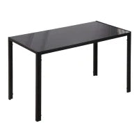 Tavolo da Cucina per 4 Persone in Metallo e Vetro Temperato, 120x60x75 cm, Nero