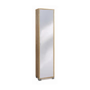 Mobile colonna portaoggetti con 1 anta specchio 43x29x190H cm in kit colore Noce Stelvio