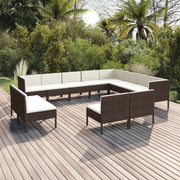 Set Divani da Giardino 12 pz con Cuscini in Polyrattan Marrone cod mxl 38406