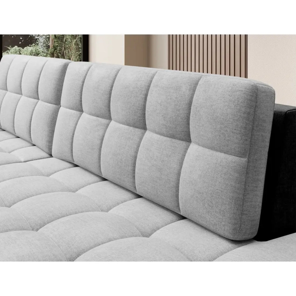 Divano angolare convertibile CUBITO grigio e nero 240 cm con vano contenitore