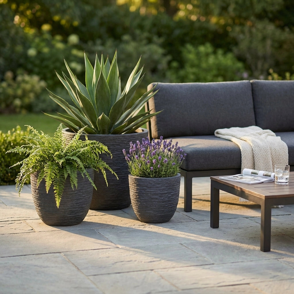 Set di 3 vasi da Giardino in Fibra di argilla cm 44x44x39 - DUDLEY