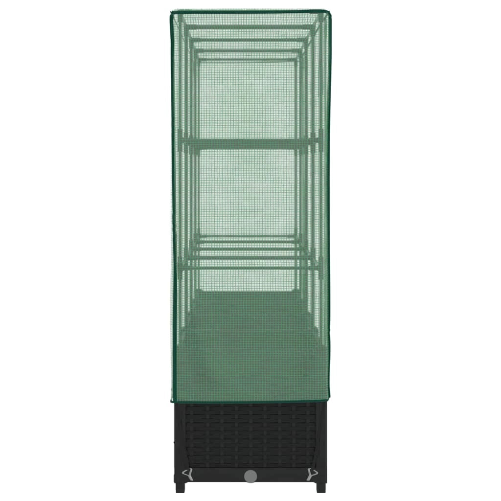 Aiuola rialzata/fioriera con copertura effetto rattan 160 x 40 x 138 cm nero 02_0038756