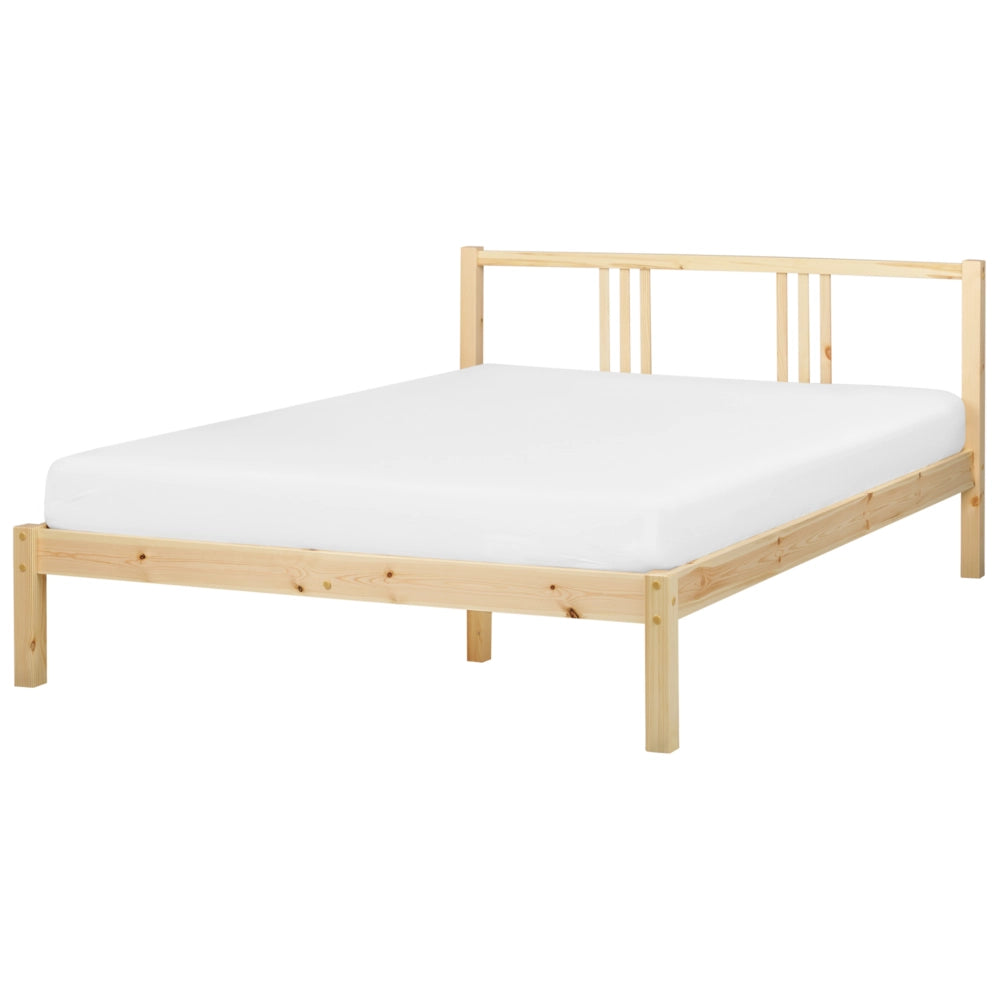 Letto in Legno di pino Chiaro con Rete a Doghe Stile Classico 140 x 200 cm