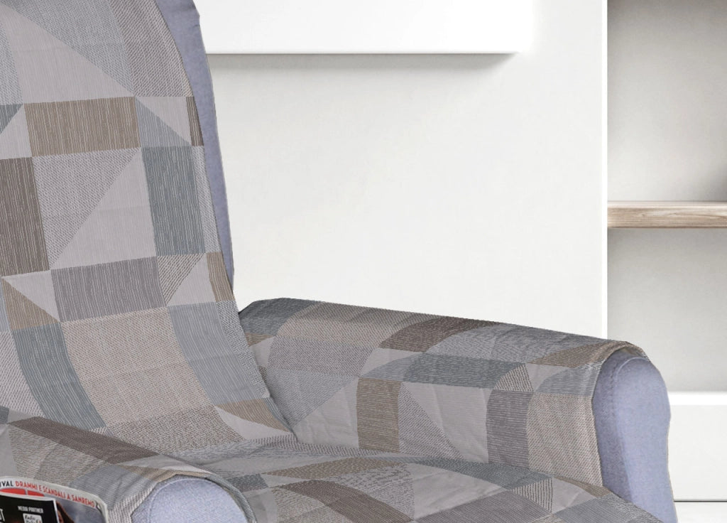 Copripoltrona Reclinabile Trapuntata Atene Poltrona Relax Astratta Linea Pensieri Delicati - Poltrona - Beige