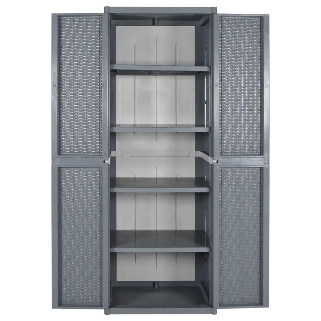 Armadio da Giardino Grigio 65x45x172 cm in Rattan PP 364063