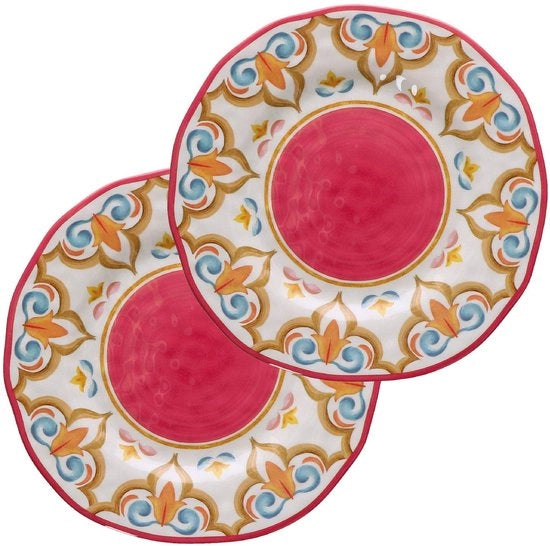 Set di Tulipani e Rose per Borgo, 2 piatti, 100% melamina, 27 cm, in scatola regalo
