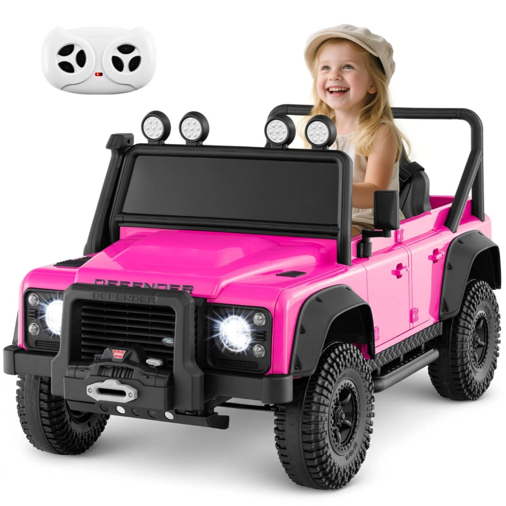 Auto elettrica per bambini 12V con telecomando per genitori, Macchina giocattolo land rover con licenza Rosa-Macchinine giocattoli