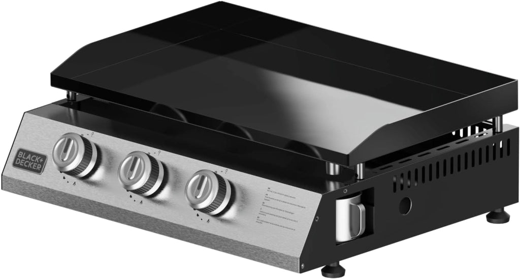 Black + decker bxop7350e plancha piastra a gas 3 bruciatori, piastra in acciaio smaltato, piedini regolabili
