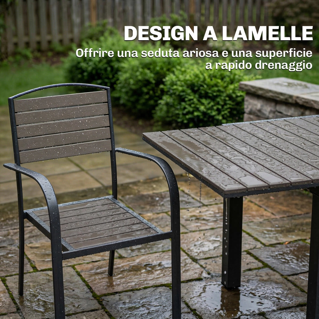 Set Tavolo da Pranzo Allungabile Esterno 9 Pezzi ¨C zephmum ¨C Grigio